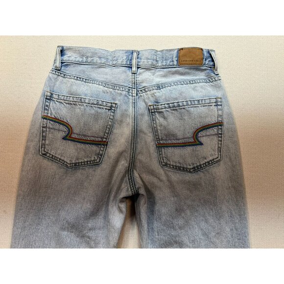 American Eagle Womens Straight Jeans Size 0 Blue Denim Light Wash Denim Casual - Picture 7 of 9